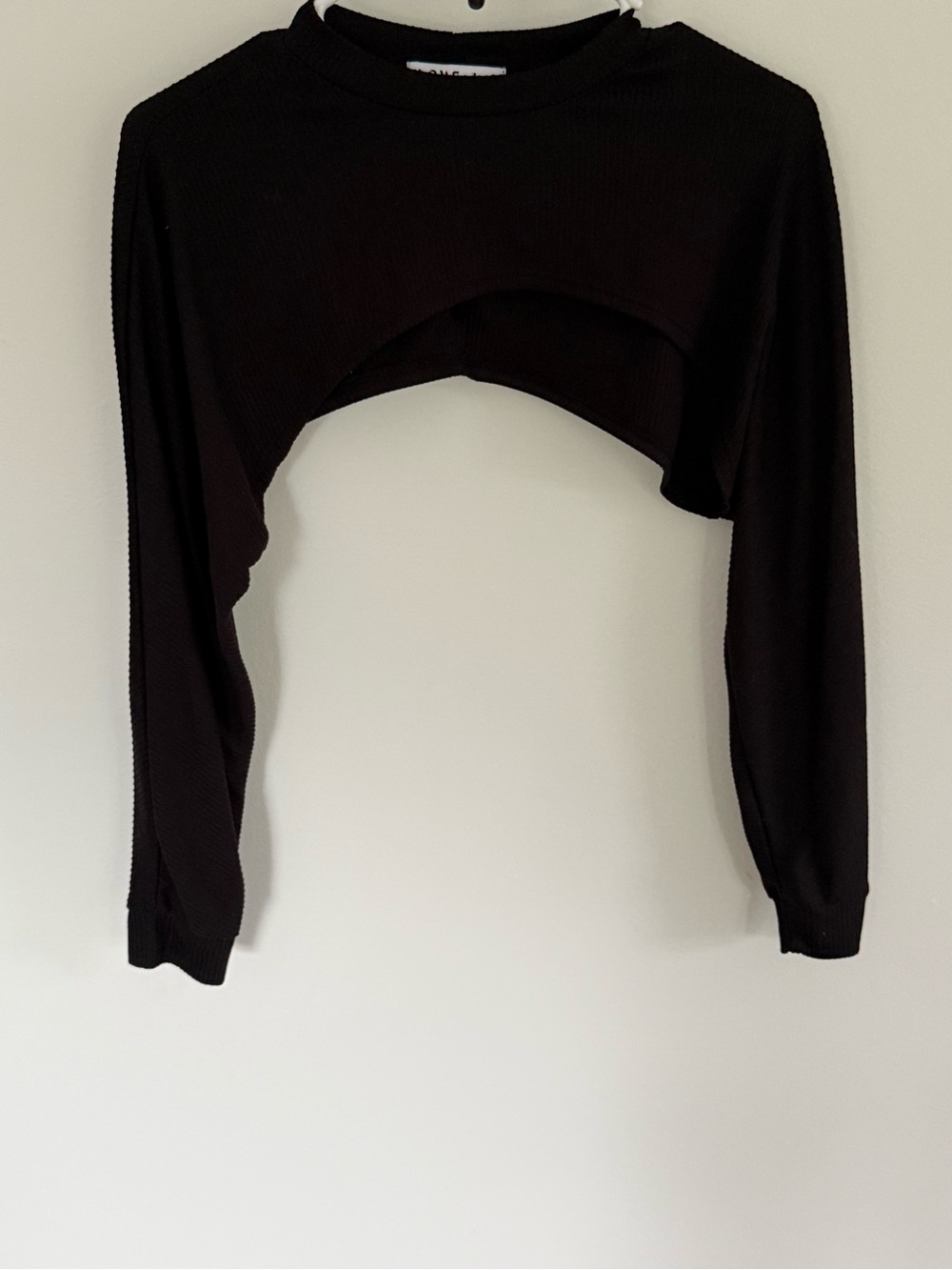 Love J Black Cropped Long-Sleeve Cutout Top